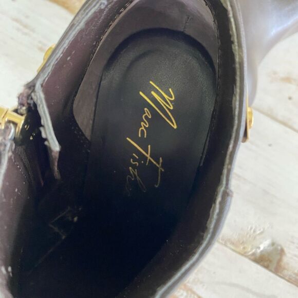 MARC FISHER booties Blaine 3 Dark Brown heeled boots faux leather Size 6.5 M EUC - Picture 11 of 12